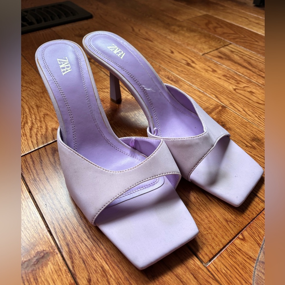 Zara Purple Heeled Mules
